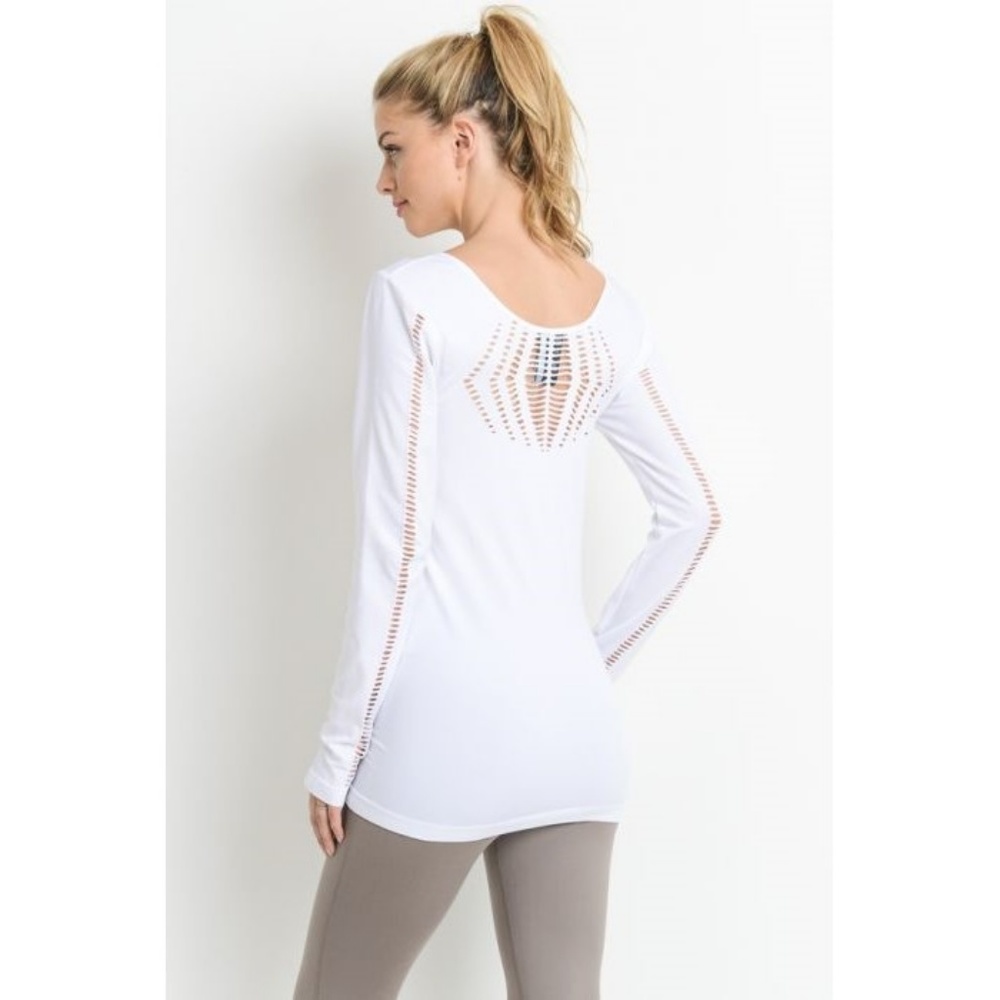 White Seamless Diamond Life Long Sleeve Top